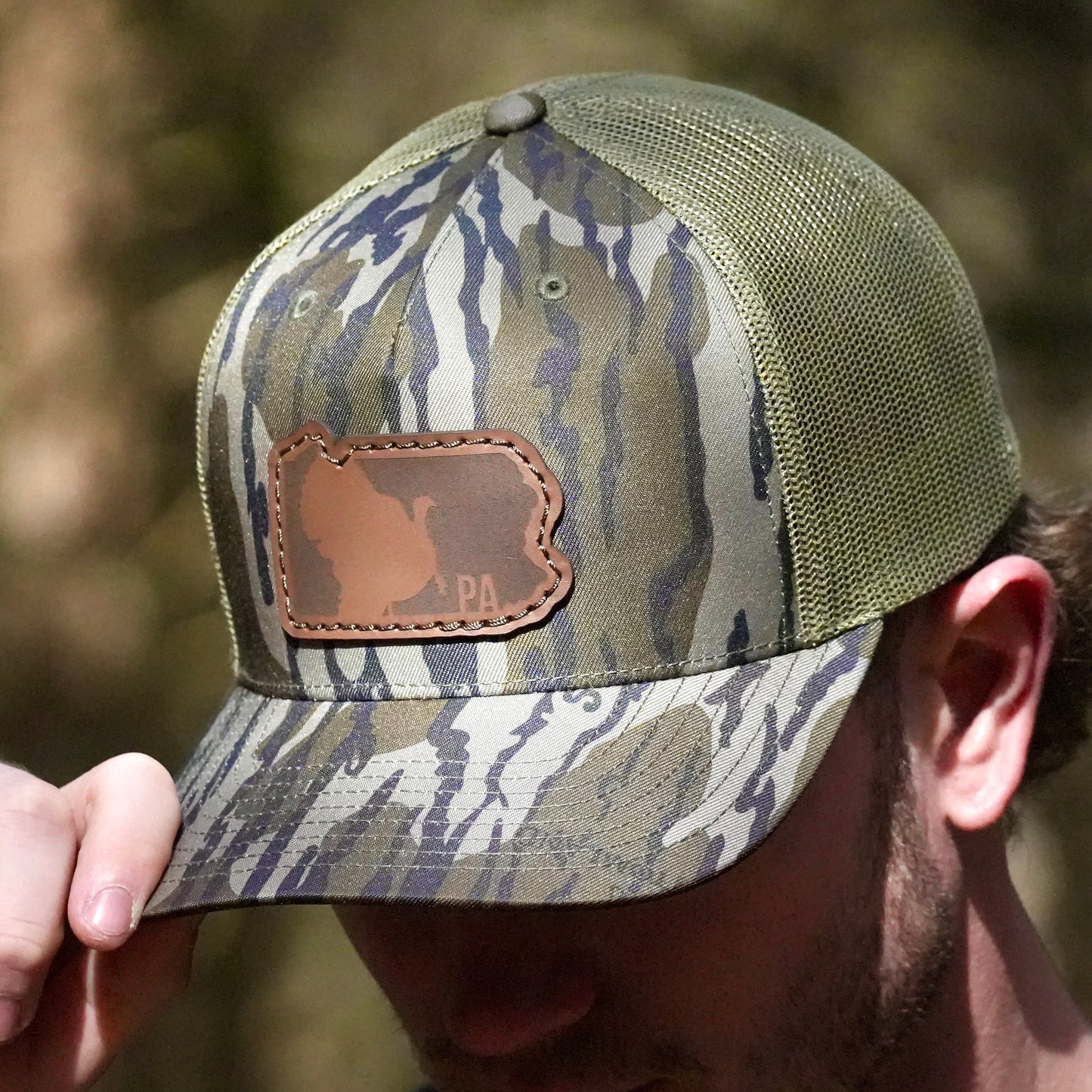 Pennsylvania Turkey Hunting Leather Patch Trucker Hat