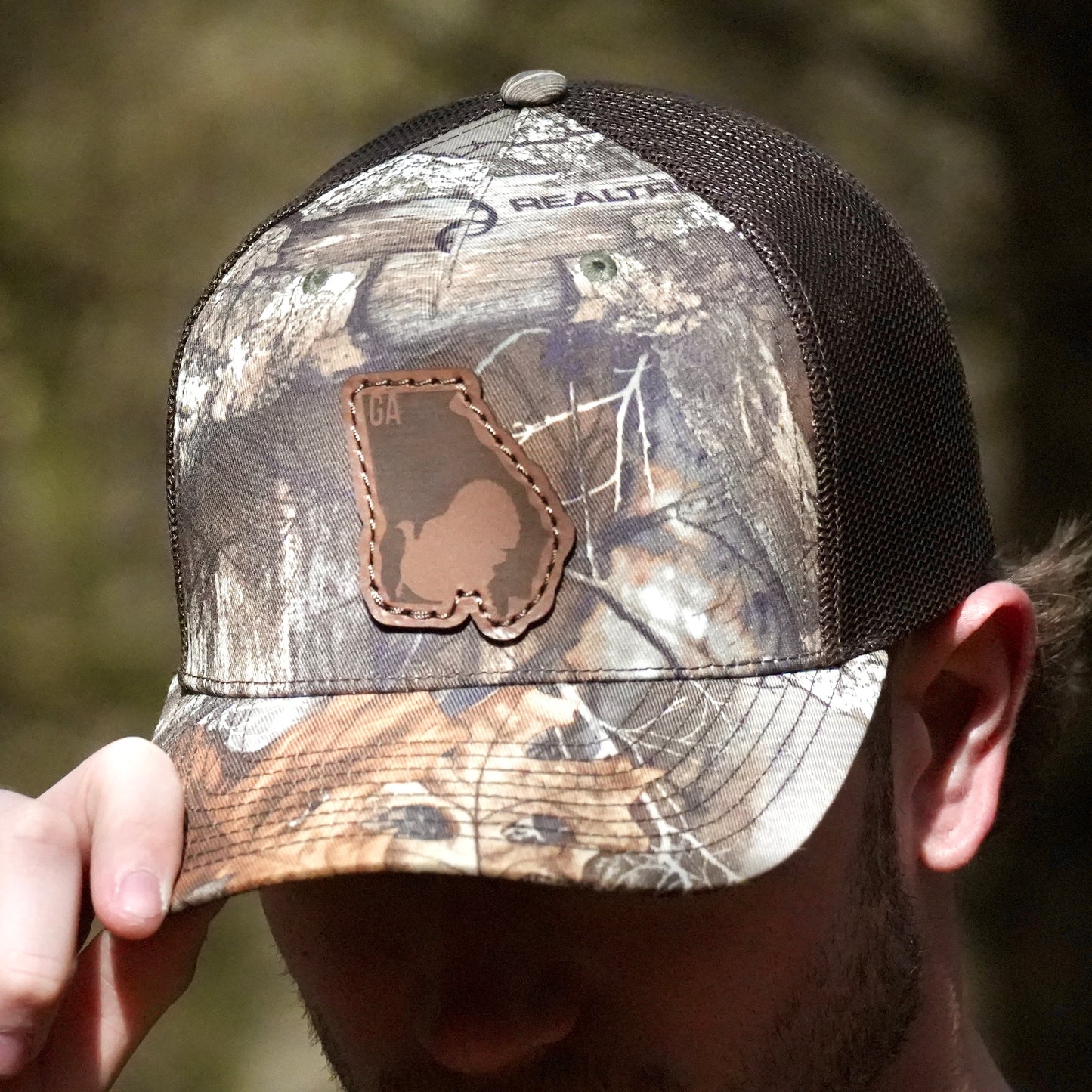Georgia Turkey Hunting Leather Patch Trucker Hat