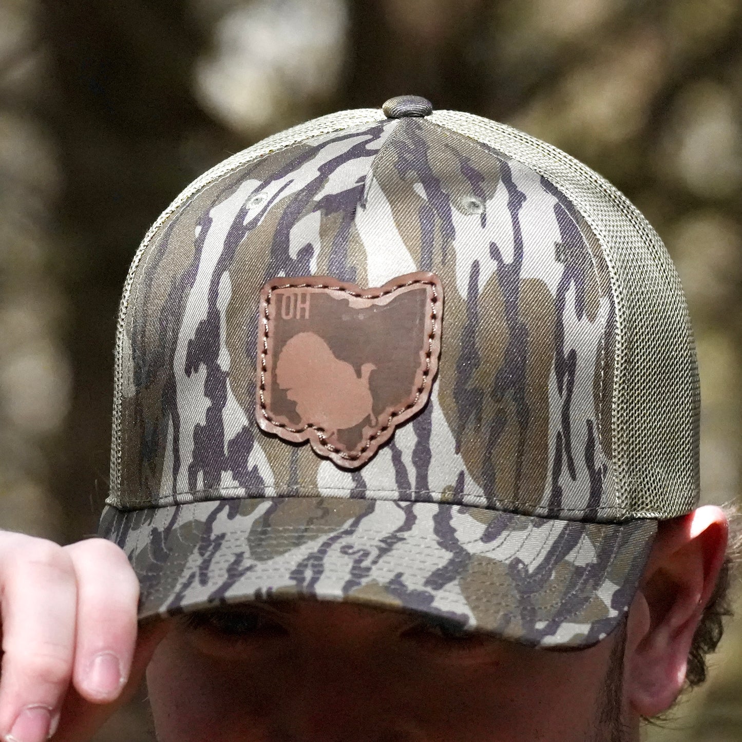 Ohio Turkey Hunting Leather Patch Trucker Hat