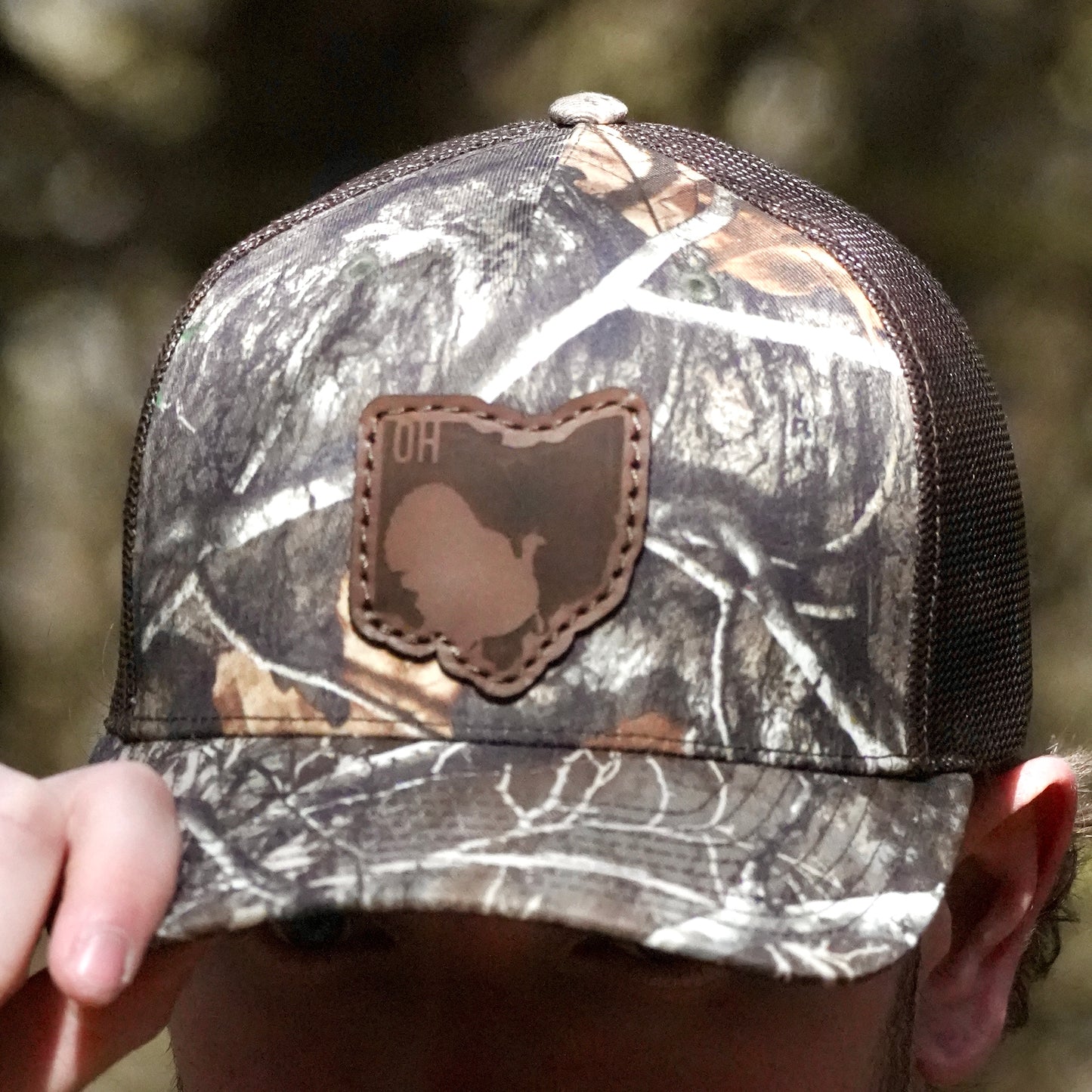Ohio Turkey Hunting Leather Patch Trucker Hat