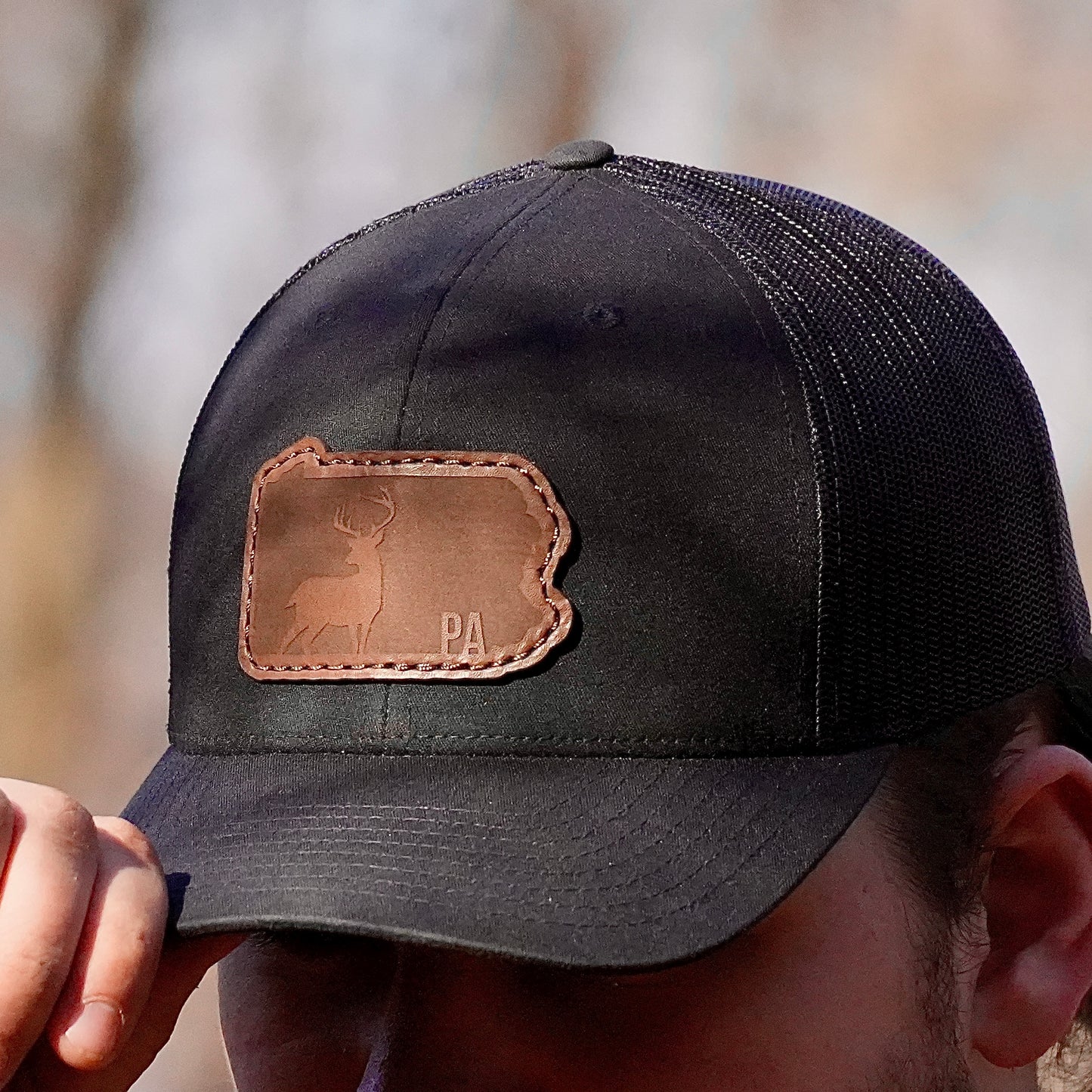 Pennsylvania Buck Hunting Leather Patch Trucker Hat
