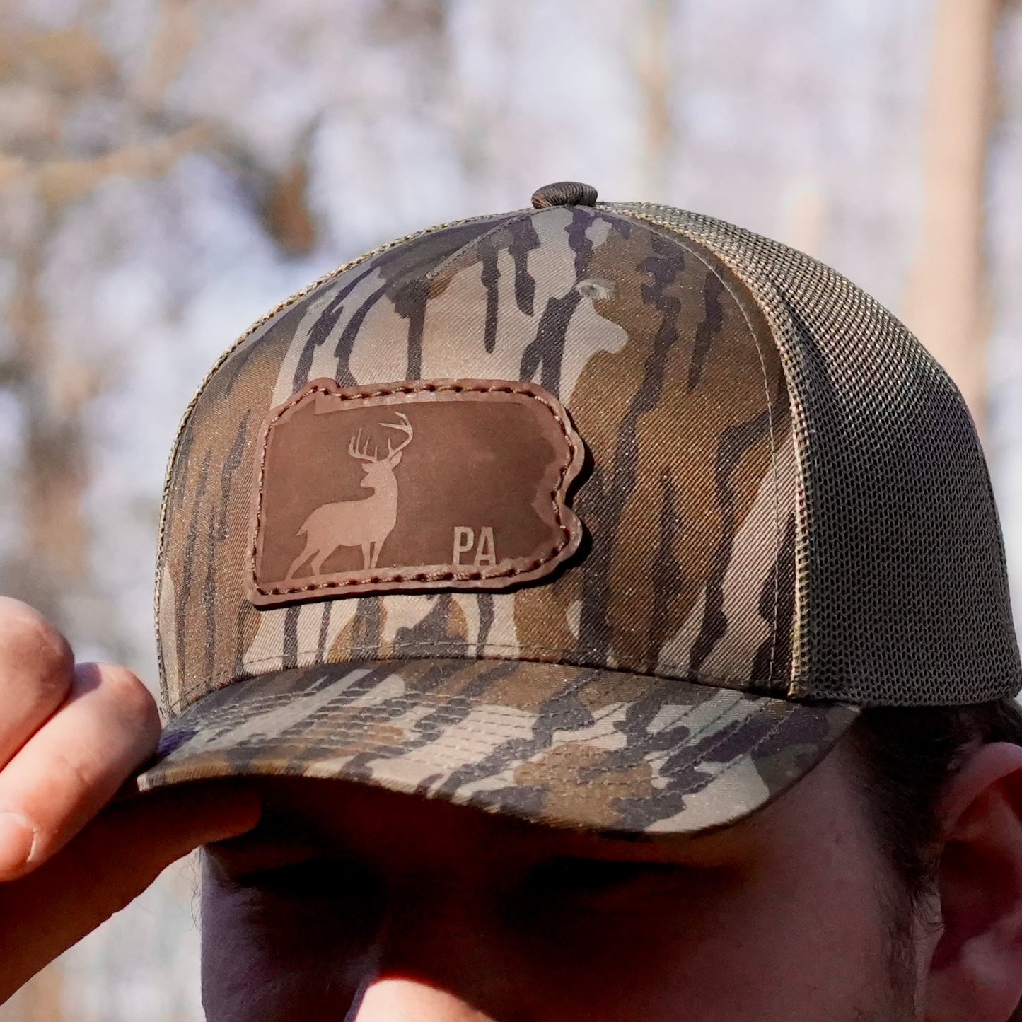 Pennsylvania Buck Hunting Leather Patch Trucker Hat