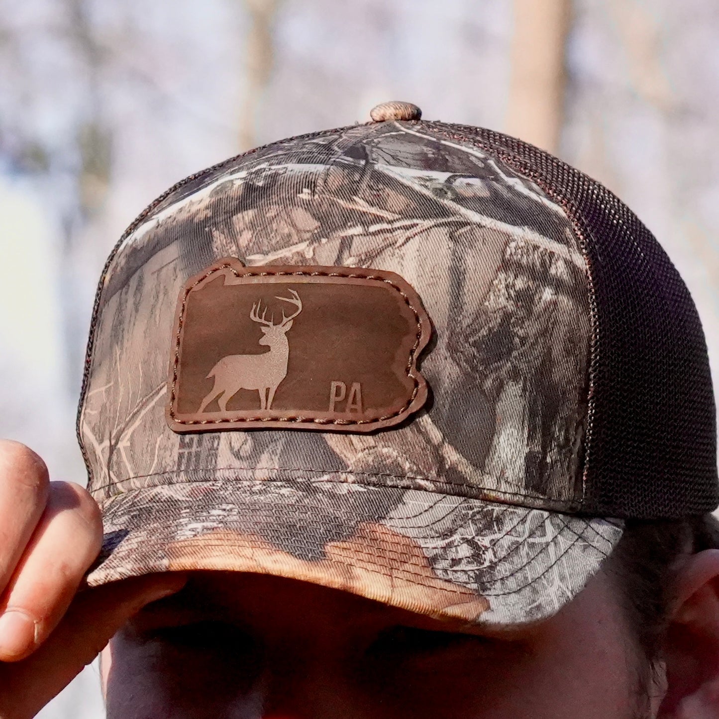 Pennsylvania Buck Hunting Leather Patch Trucker Hat