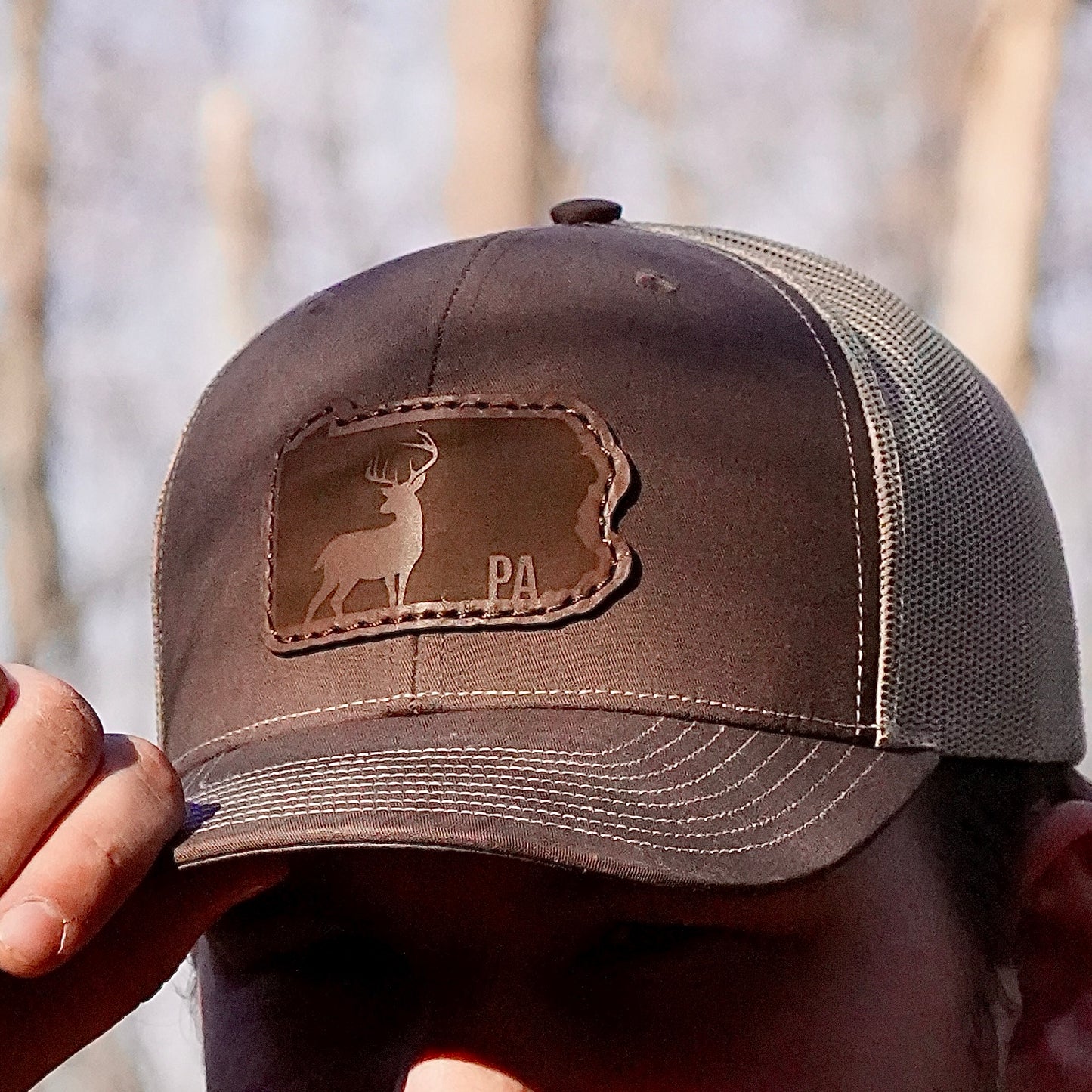 Pennsylvania Buck Hunting Leather Patch Trucker Hat