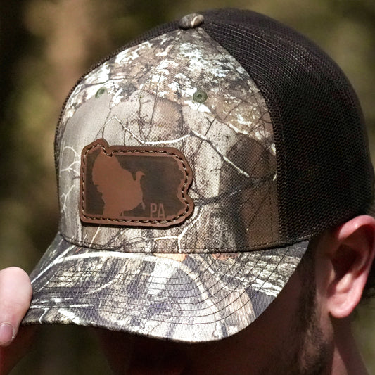 Pennsylvania Turkey Hunting Leather Patch Trucker Hat