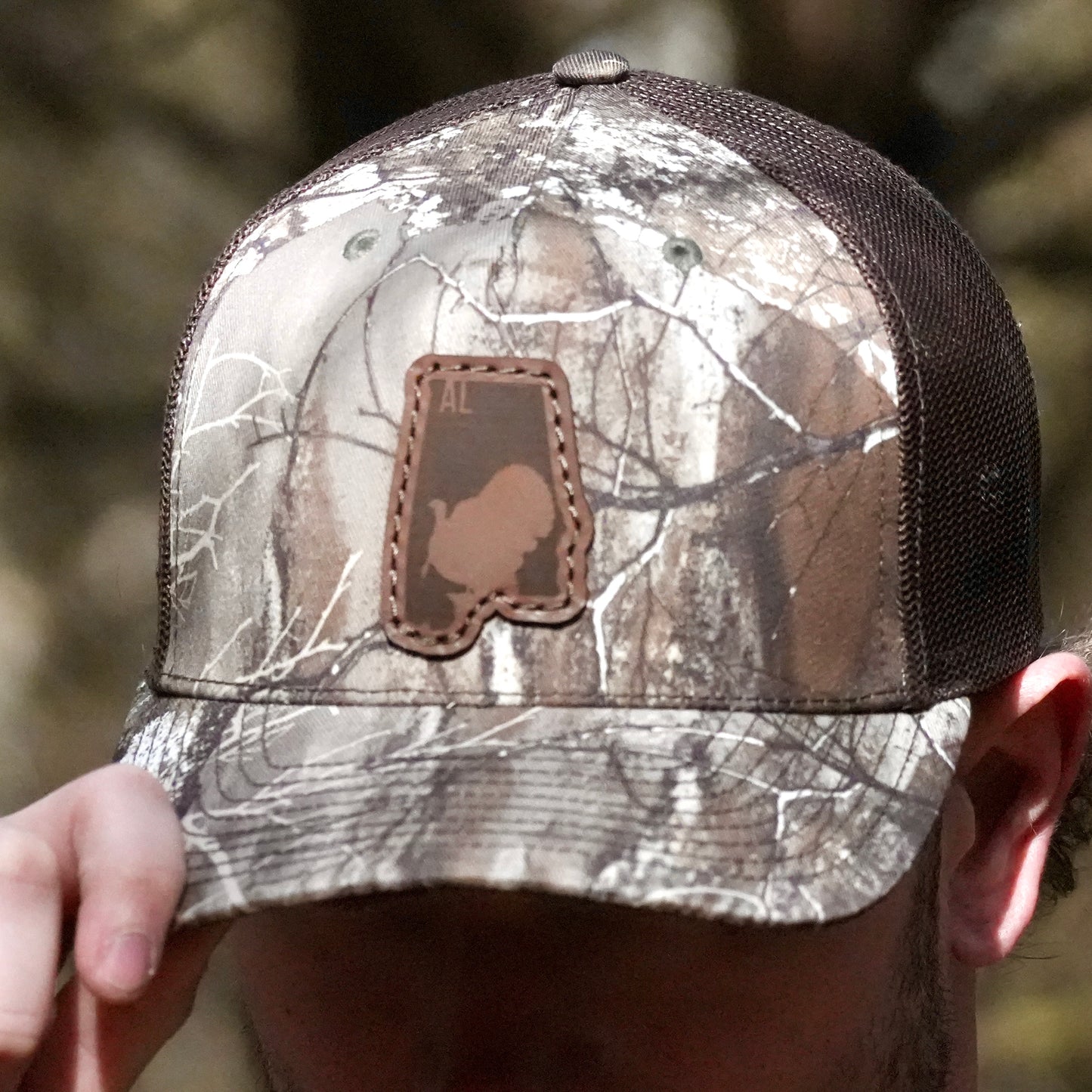 Alabama Turkey Hunting Leather Patch Trucker Hat
