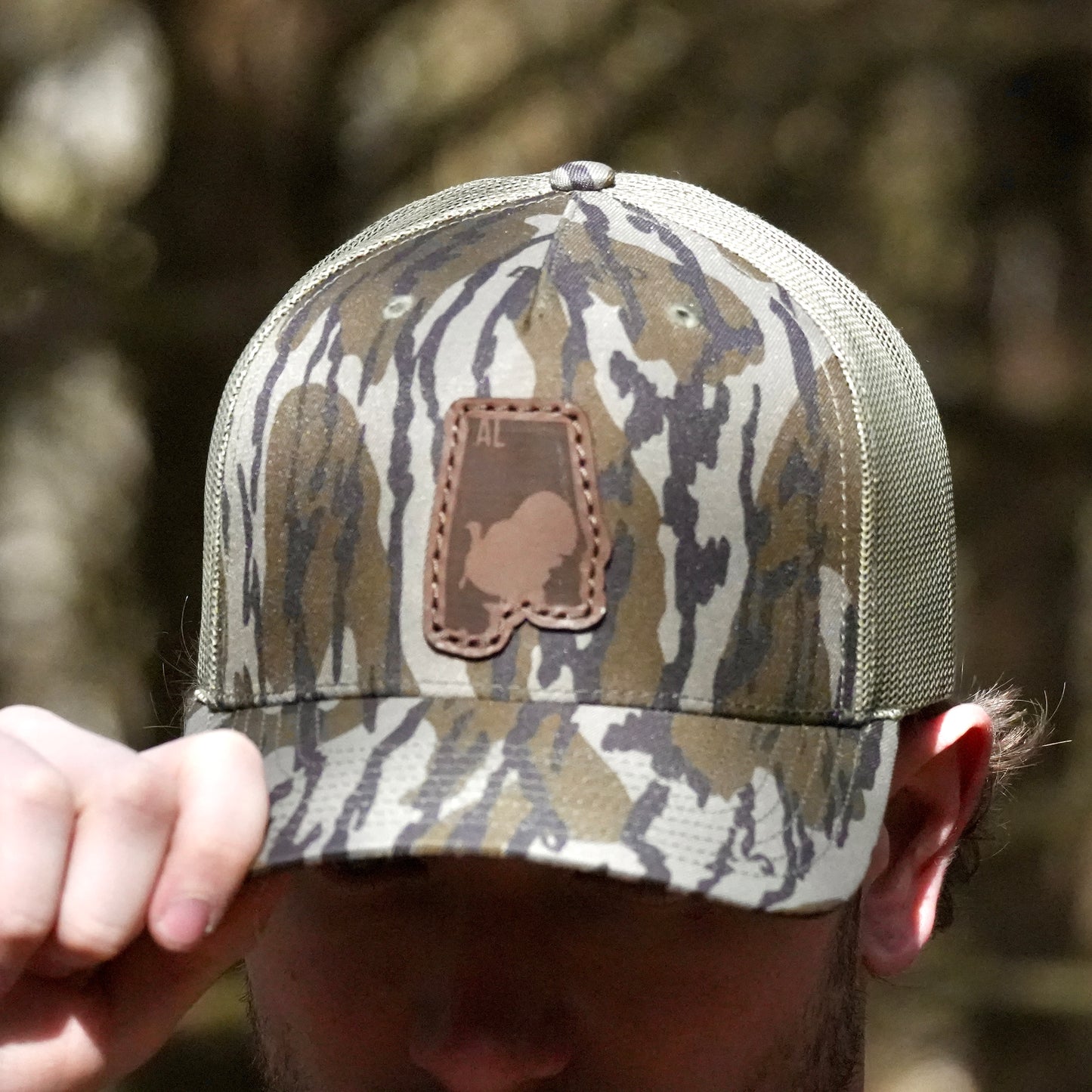 Alabama Turkey Hunting Leather Patch Trucker Hat